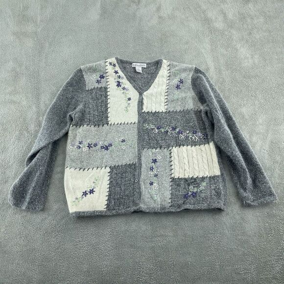 Dressbarn Womens XL Patchwork Silk Angora Blend Cardigan Sweater 3625 - Picture 1 of 7